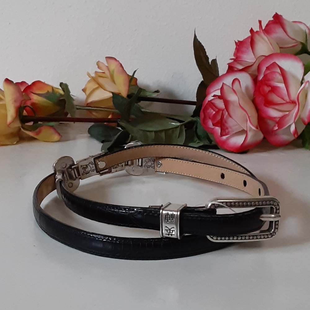 Brighton Alligator embossed gray stone belt L/34